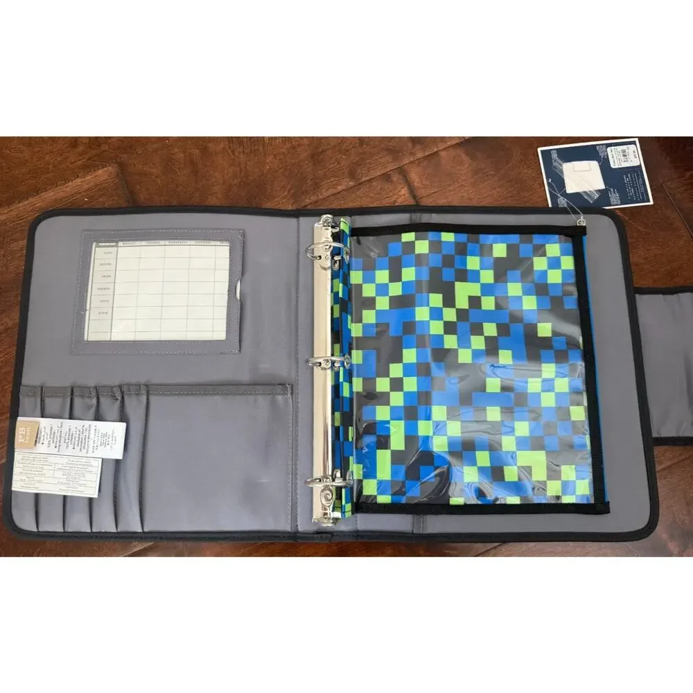 Pottery Barn Teen Neon Pixel Notebook Folder New 3 Ring Binder Pouch NEW NWT
